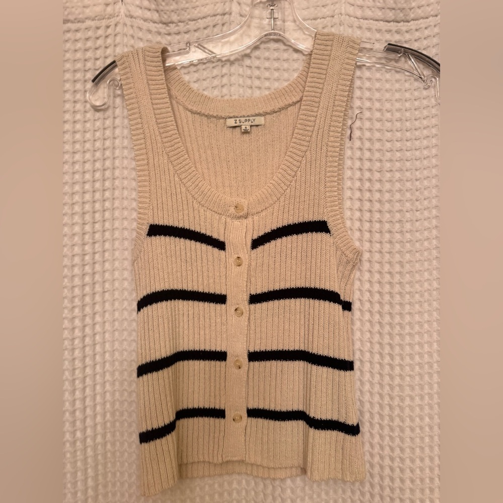 Z SUPPLY Cream and Black Striped Women's Sweater